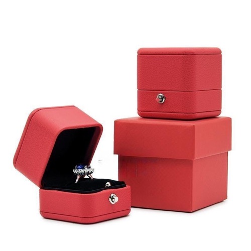 hot stamping custom logo jewelry box​ Sanarko luxury wedding ring box​ PU leather jewelry packaging​ personalized wedding ring box​ custom ODM jewelry storage box