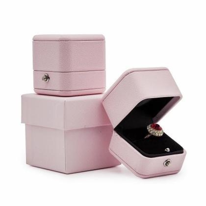 Hot Stamping Custom Logo Jewelry Box, Luxury Wedding Ring Jewelry Box, PU Leather Jewelry Packaging, OEM/ODM Jewelry Box, Sanarko Jewelry Box