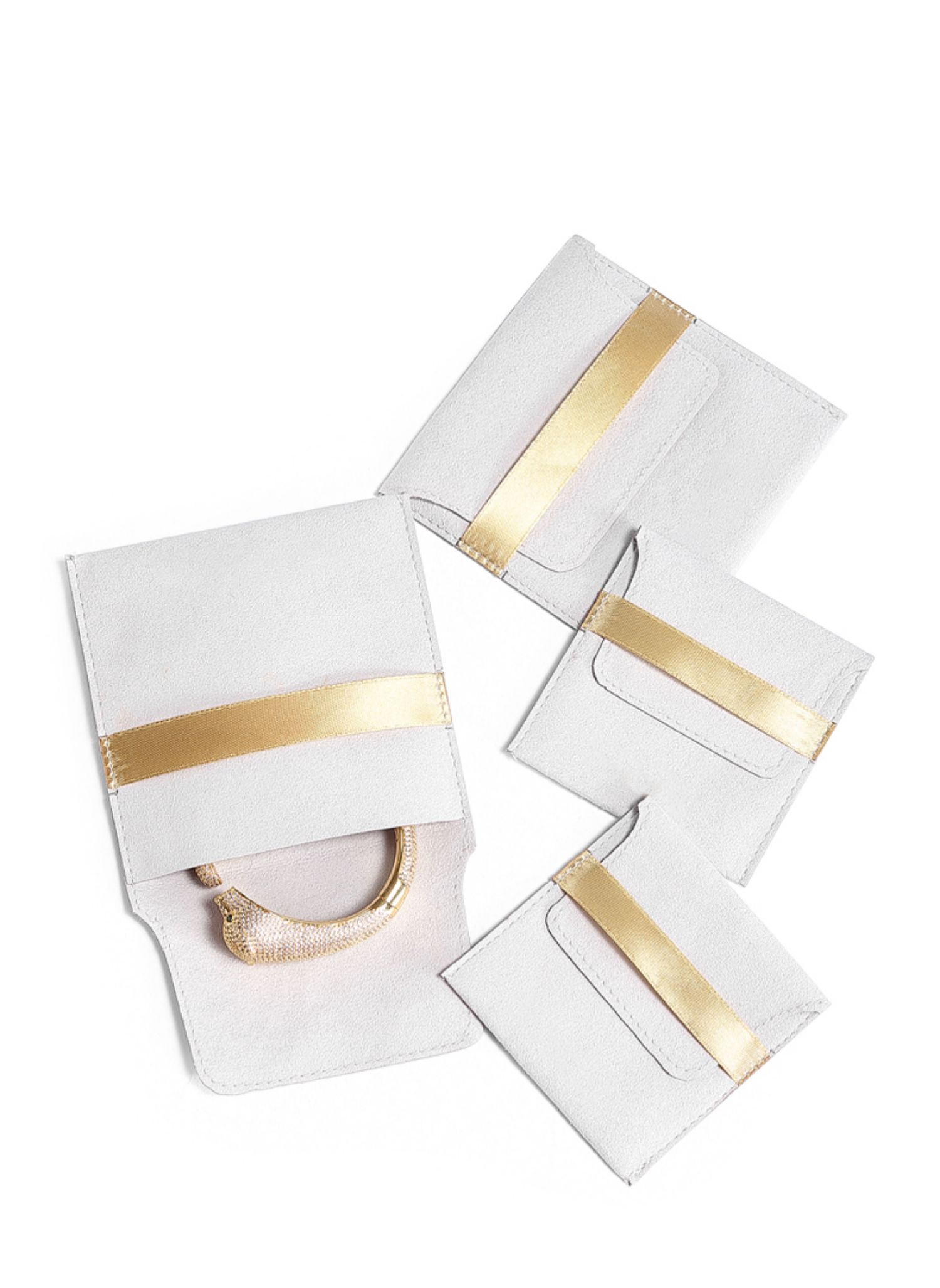 White Microfiber Jewelry Pouch - 图片 4